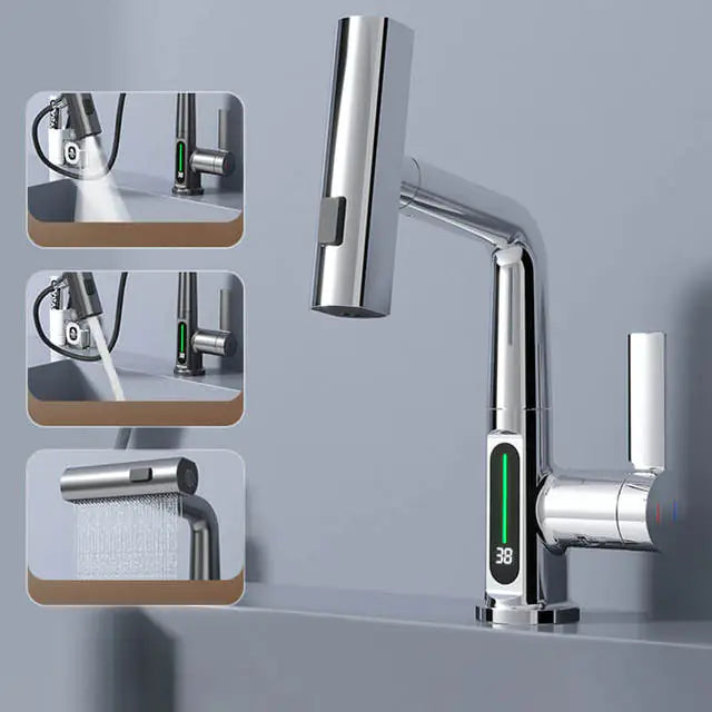 Waterfall Basin Faucet with Digital Display