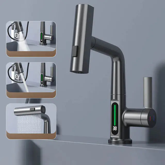 Waterfall Basin Faucet with Digital Display