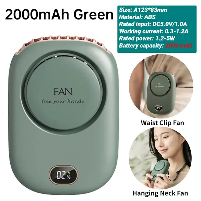 Portable Waist Fan with USB Rechargeable Design