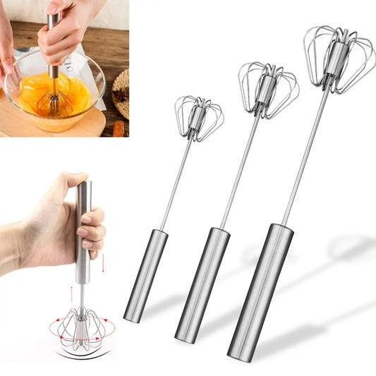 All-Stainless Steel Egg Whisk, Semi-Automatic, 304