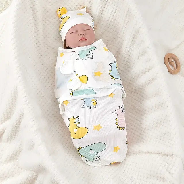 Cotton Swaddle Blanket and Hat