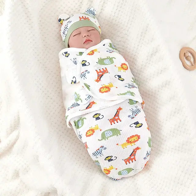 Cotton Swaddle Blanket and Hat